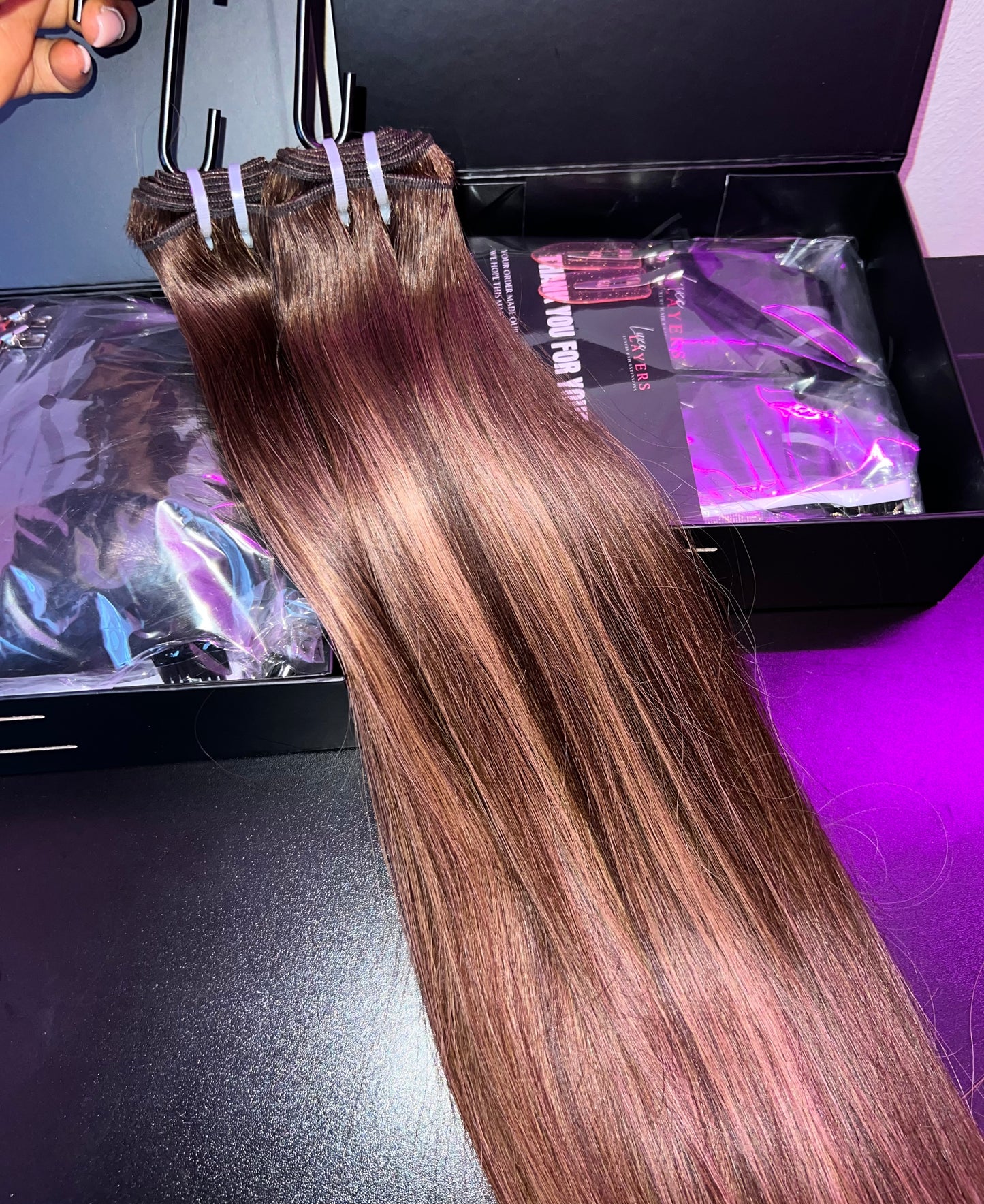 LUXE STRAIGHT HONEY BROWN HIGHLIGHTED INDIAN HAIR